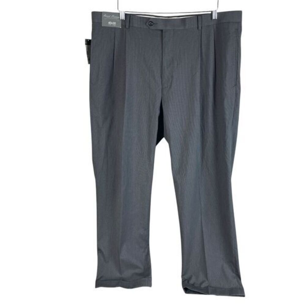 NEW Daniel Cremieux Mens Signature Straight Pleated Dress Pants‎ 40x30 Gray $75